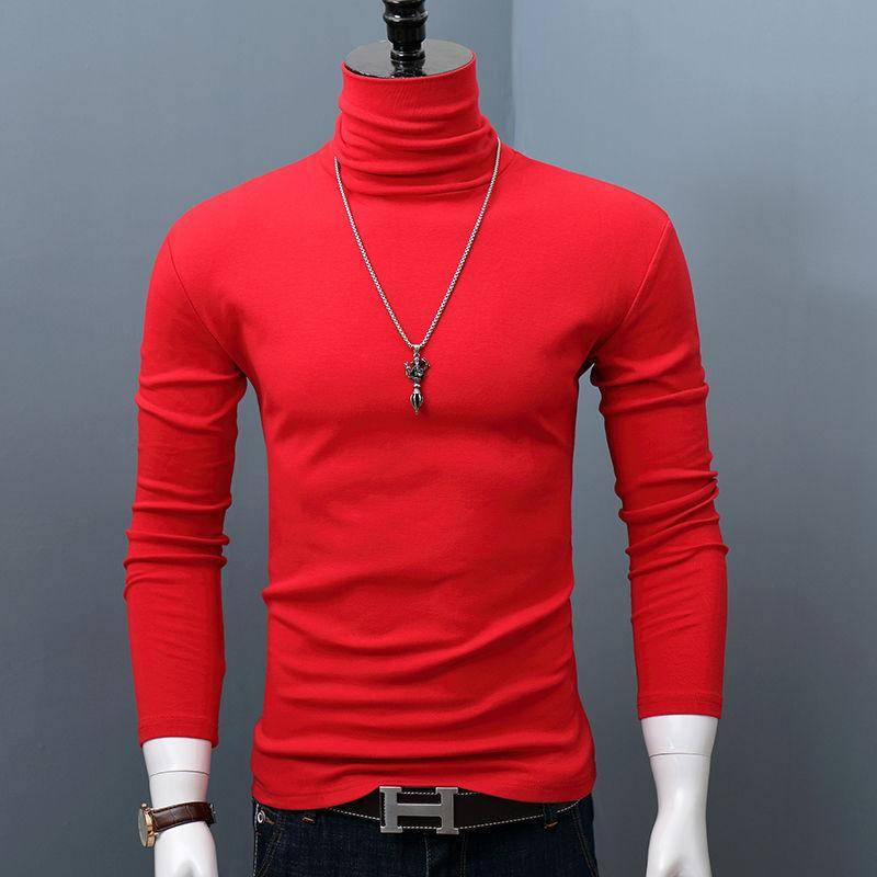Neue Winter Rollkragen Dicke Herren Pullover Casual Schildkröte Hals Einfarbig Qualität Warme Dünne Rollkragen Pullover Pullover Männer S rot von Joom DACH