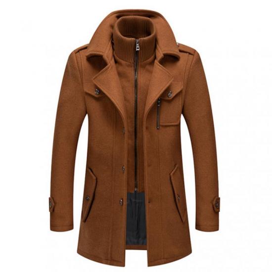 Neue Winter Wolle Mantel Männer Mode Doppel Kragen Dicke Jacke Einreiher Trenchcoat Männer Casual Wolle Blends Mäntel Männer L kamelfarben von Joom DACH