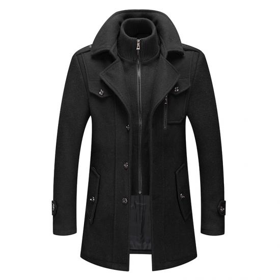 Neue Winter Wolle Mantel Männer Mode Doppel Kragen Dicke Jacke Einreiher Trenchcoat Männer Casual Wolle Blends Mäntel Männer L schwarz von Joom DACH