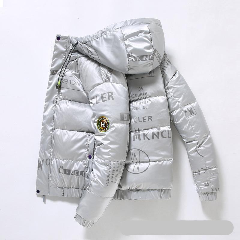 Neue Winter bedruckte Daunenjacke für Herren, warmer Mantel L grau von Joom DACH