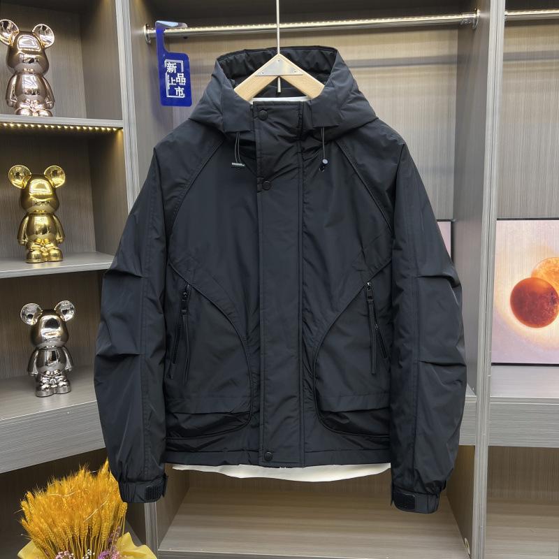 Neue Winterjacke, Herren Casual, Vielseitig, Hübsche Kapuzen-Arbeitsjacke, Herrenoberteil M schwarz von Joom DACH