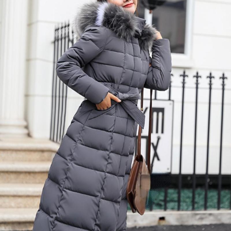 Neue Winterjacke Damen Warm Mode Schleife Gürtel Kragen Langes Kleid Damen Dicker Mantel XXXL von Joom DACH