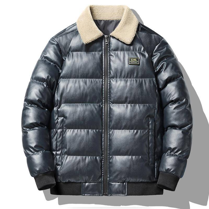 Neue Winterjacke aus Daunenbaumwolle für Herren sowie dicke Samtjacke im trendigen koreanischen Stil für Jugendliche mit großem Pelzkragen 3XL von Joom DACH
