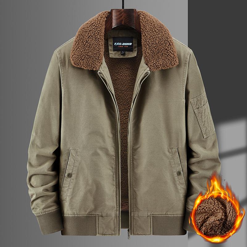 Neue Winterjacke aus dickem Samt für Herren, lässiger, lockerer Baumwollmantel aus reiner Baumwolle für Herren mittleren Alters und ältere Menschen 2XL von Joom DACH