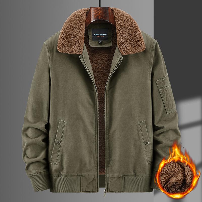 Neue Winterjacke aus dickem Samt für Herren, lässiger, lockerer Baumwollmantel aus reiner Baumwolle für Herren mittleren Alters und ältere Menschen 4XL von Joom DACH