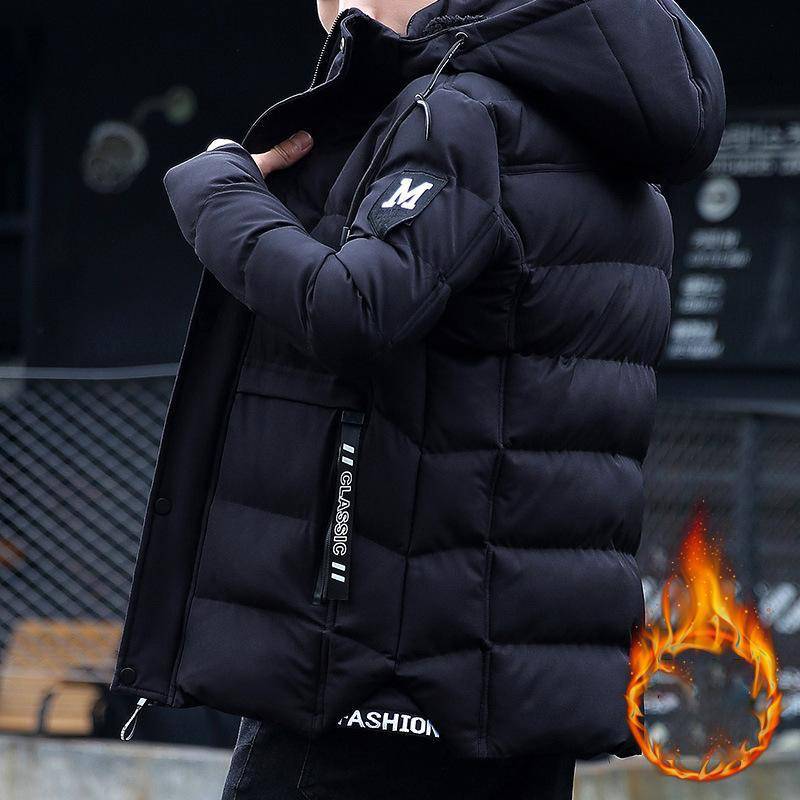 Neue Winterjacke aus verdickter Daunenbaumwolle für Herren M schwarz von Joom DACH