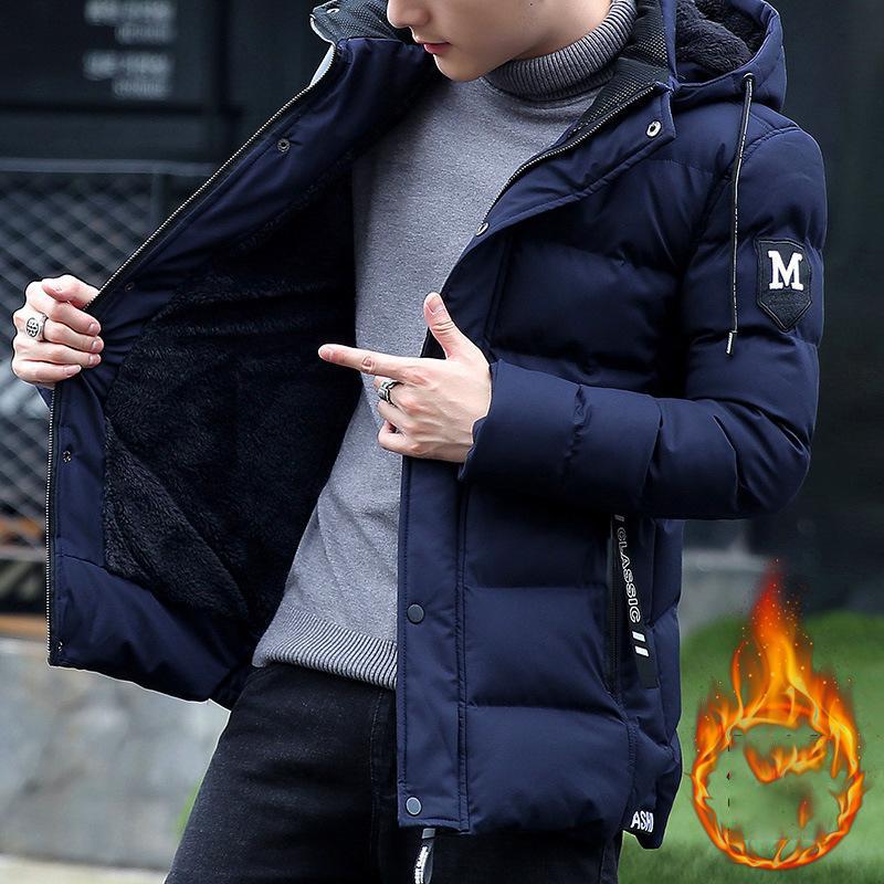 Neue Winterjacke aus verdickter Daunenbaumwolle für Herren M blau von Joom DACH