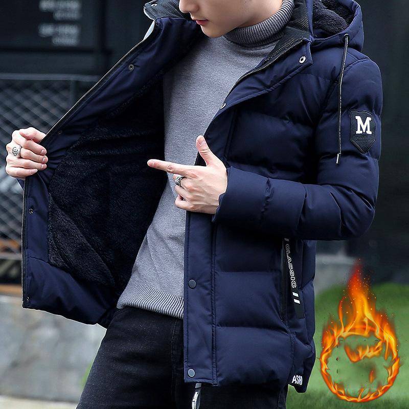 Neue Winterjacke aus verdickter Daunenbaumwolle für Herren M blau von Joom DACH