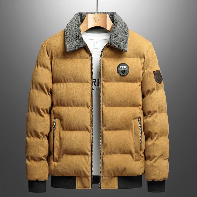 Neue Winterjacke mit Daunenpolsterung für Herren, kurze, dicke Lammwolle, koreanische Version des Trends, warme Jacke 5XL von Joom DACH