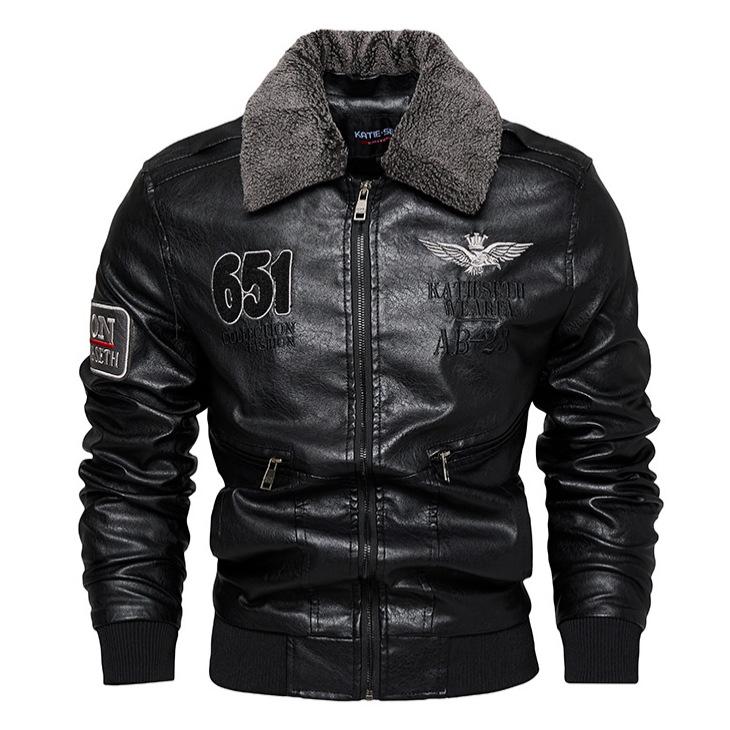 Neue Wintermode Übergröße Jacke Herren Fleece Verdickt Herren Lederjacke Motorrad Herrenbekleidung 4XL von Joom DACH