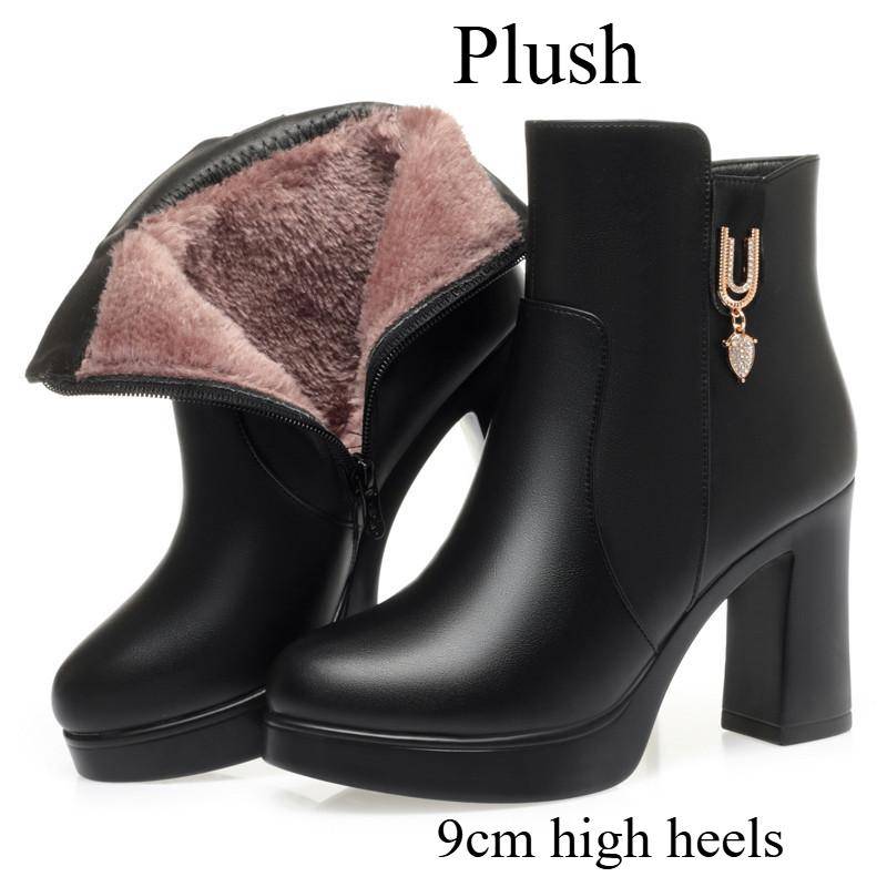 Neue Winterstiefel mit hohem Absatz und Plateausohle, wasserdicht, mit Fleece gefüttert, rutschfeste Damen-Einzelstiefel 38 von Joom DACH