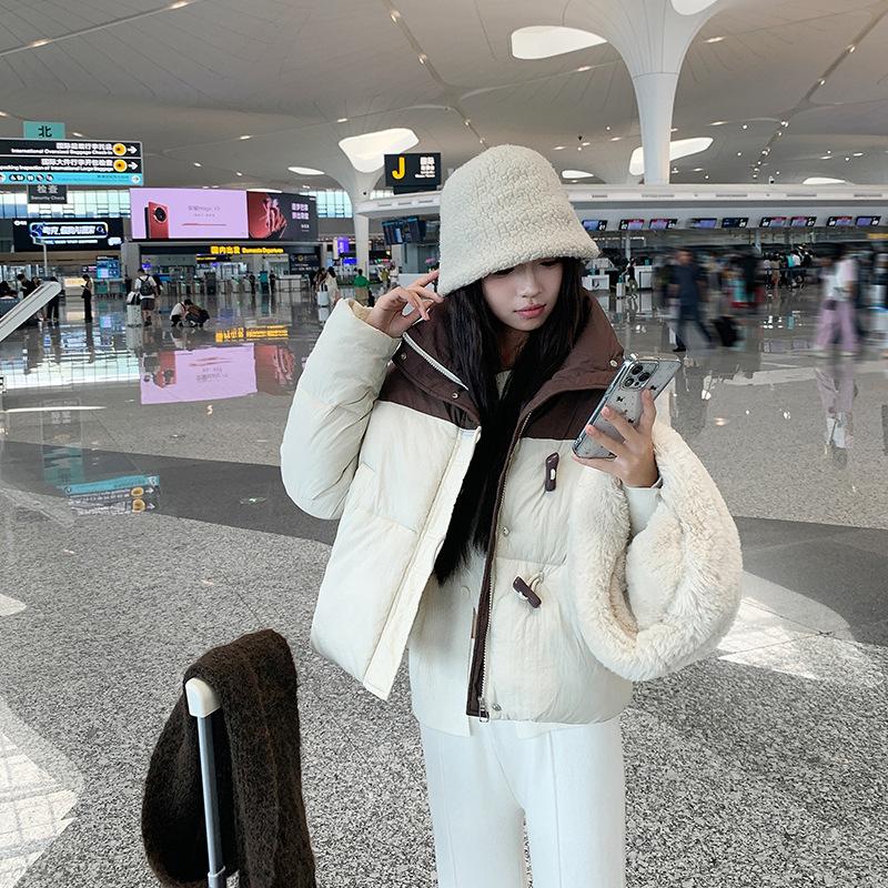 Neue baumwollgepolsterte Jacke Damen Winter Kurz Koreanische Version der lockeren gepolsterten Baumwolljacke im ausländischen Stil kleiner Mantel. L von Joom DACH