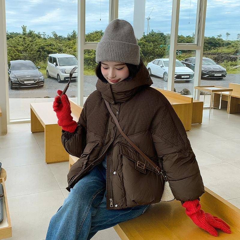Neue baumwollgepolsterte Jacke Damen Winter Kurz Koreanischer lockerer Mantel Design Fühlt sich dick an Baumwollgepolsterte Jacke. XL von Joom DACH