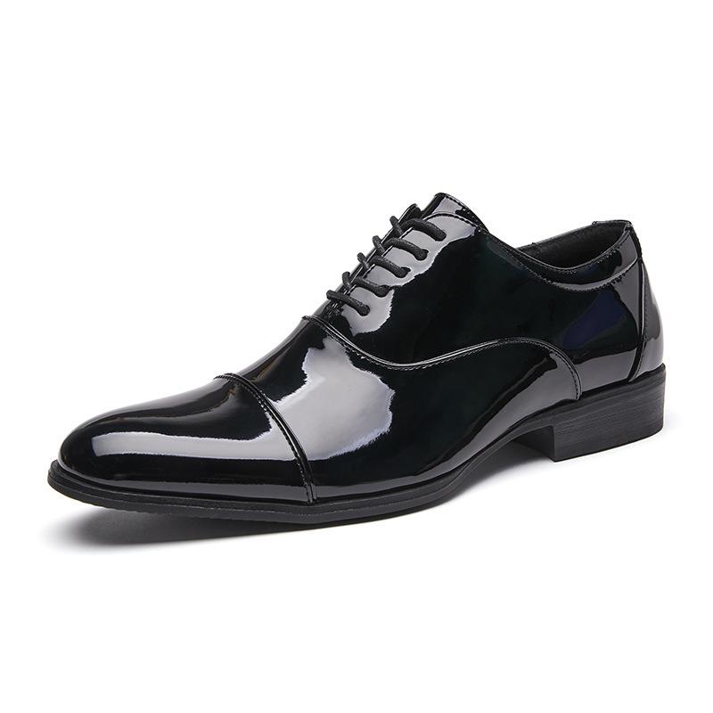 Neue britische Frühlings- und Sommer-Lackleder glänzend Herren Lederschuhe Drei Joint Business formelle Kleidung Oxford Schuhe Jugend Hochzeit 48 schwarz von Joom DACH