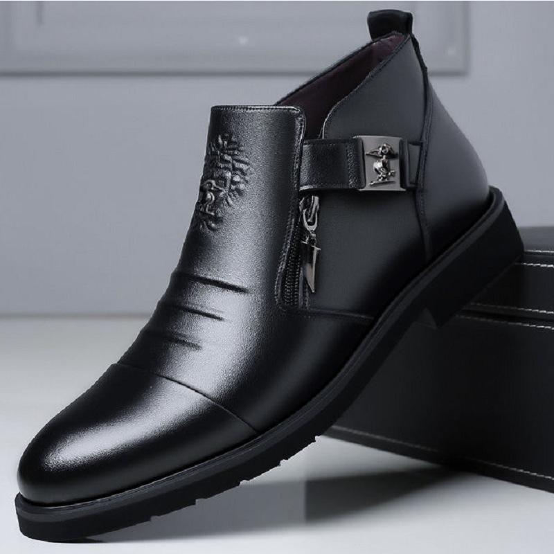 Neue britische Herrenschuhe aus echtem Leder Britische Business-Lederschuhe für formelle Anlässe Herren-High-Top-Stiefel aus samtigem Rindsleder 43 von Joom DACH