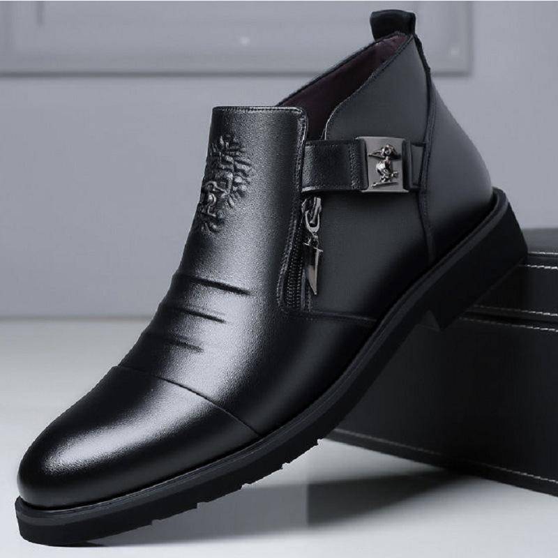 Neue britische Herrenschuhe aus echtem Leder Britische Business-Lederschuhe für formelle Anlässe Herren-High-Top-Stiefel aus samtigem Rindsleder 43 von Joom DACH