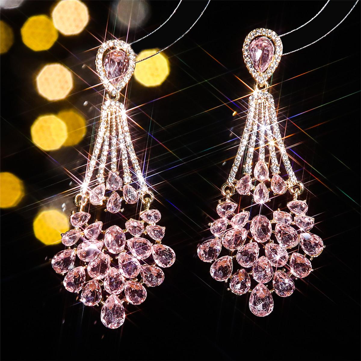 Neue bunte glänzende Kristallohrringe High-Grade Luxus Ohrringe für Damen Runway Performance Ohrringe von Joom DACH