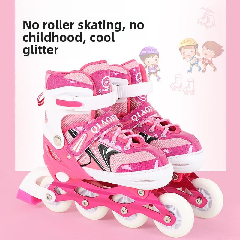 Neue einreihige Inlineskates Kinder-Blinkrad-Set Erwachsene PU-Rollschuhe Herren- und Damen-Speedskating S（27-32) von Joom DACH