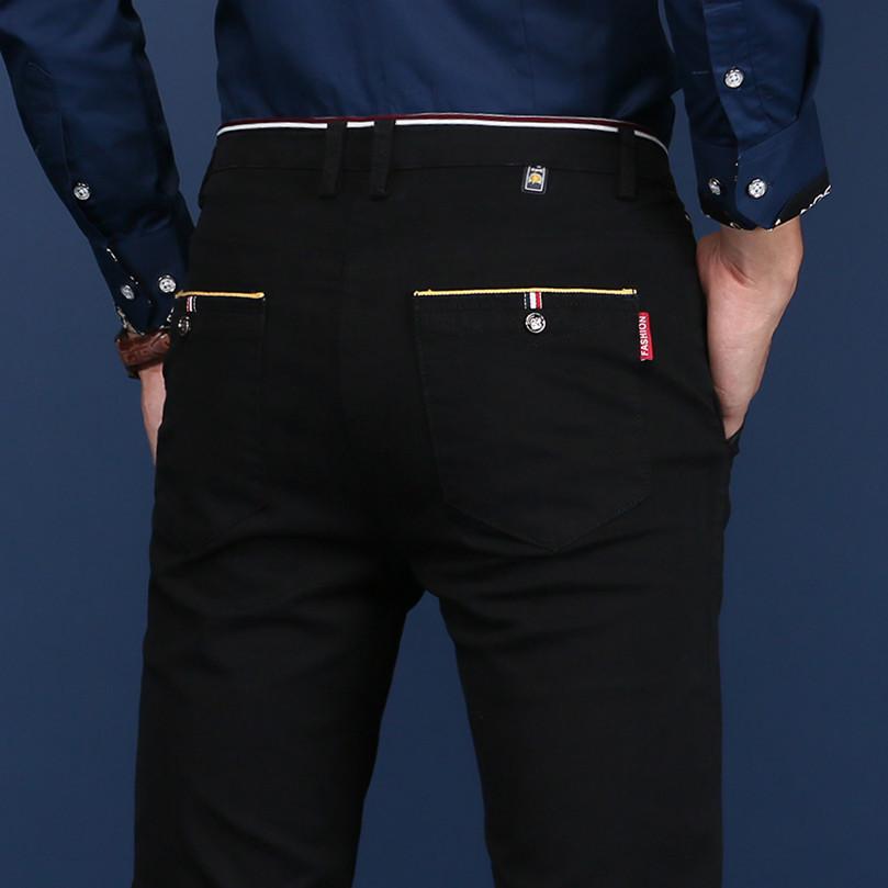 Neue elastische, vielseitige Freizeithose für Herren, schmal geschnittene Businesshose aus Baumwolle mit geradem Bein für Herren 34 schwarz von Joom DACH