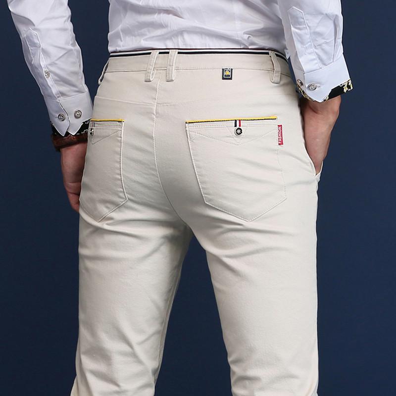 Neue elastische, vielseitige Freizeithose für Herren, schmal geschnittene Businesshose aus Baumwolle mit geradem Bein für Herren 34 beige von Joom DACH