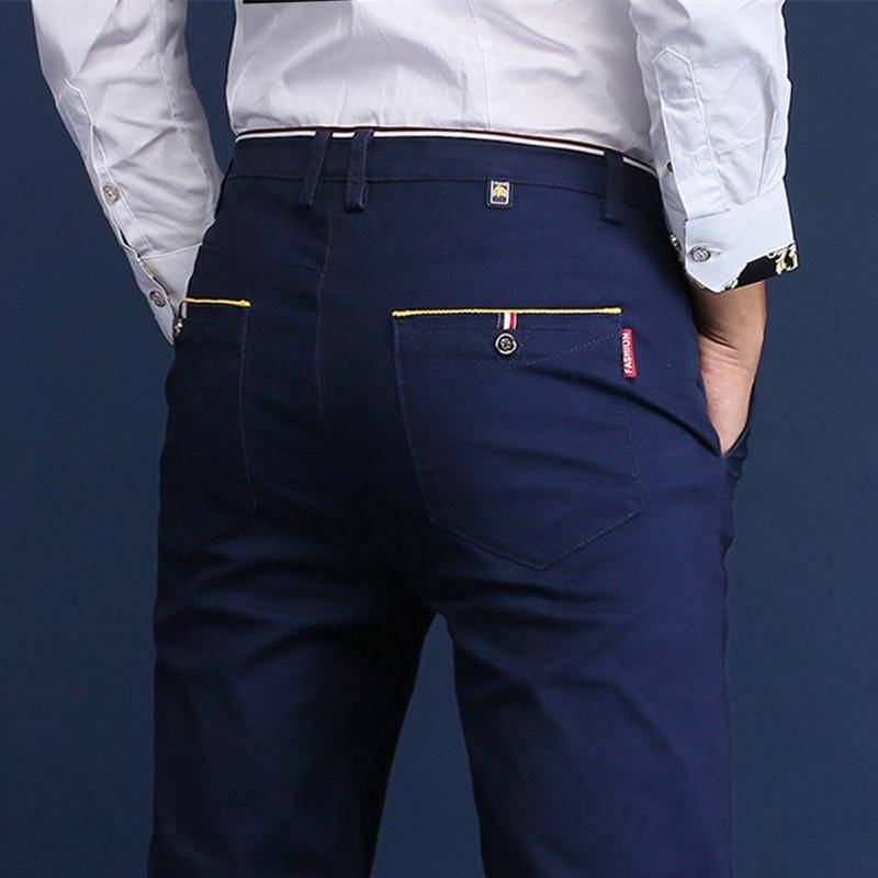 Neue elastische, vielseitige Freizeithose für Herren, schmal geschnittene Businesshose aus Baumwolle mit geradem Bein für Herren 36 saphirblau von Joom DACH