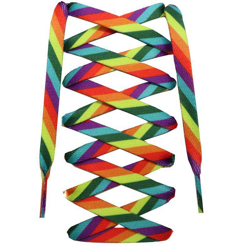 Neue flache Regenbogen-Schnürsenkel für Turnschuhe, bunte Schnürsenkel, farbige Farbverlauf-Schnürsenkel für Canvas-Schnürsenkel für Tennis, Damen und Herren 100cm von Joom DACH