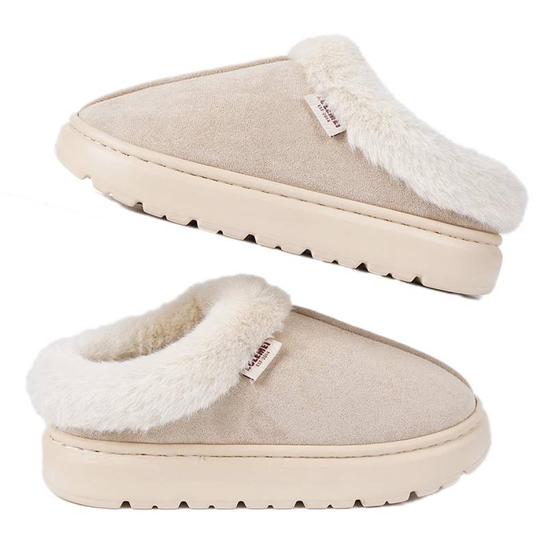Neue flauschige Hausschuhe, Heim-rutschfeste warme Baumwollschuhe, Winter Damen Plus dicke Baumwollhausschuhe 40-41 beige von Joom DACH