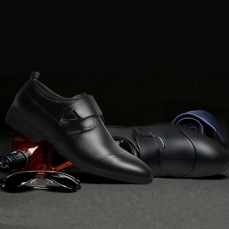 Neue formelle Business-Lederschuhe für Herren mit Klettverschluss, modischer Trend, vielseitige Herrenschuhe, lässige Herren-Einzelschuhe 44 schwarz von Joom DACH