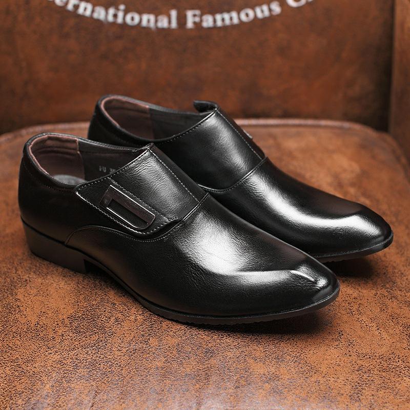 Neue formelle Lederschuhe für Herren im britischen Stil, Herrenschuhe mit Klettverschluss, atmungsaktive Freizeitschuhe für Jugendliche 41 schwarz von Joom DACH