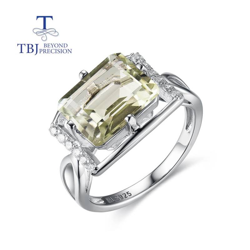 Neue grüne Amethyst Ringe natürlichen Edelstein 925 Sterling Silber einfaches Modedesign edlen Schmuck für Frauen us ring size 7# grün von Joom DACH