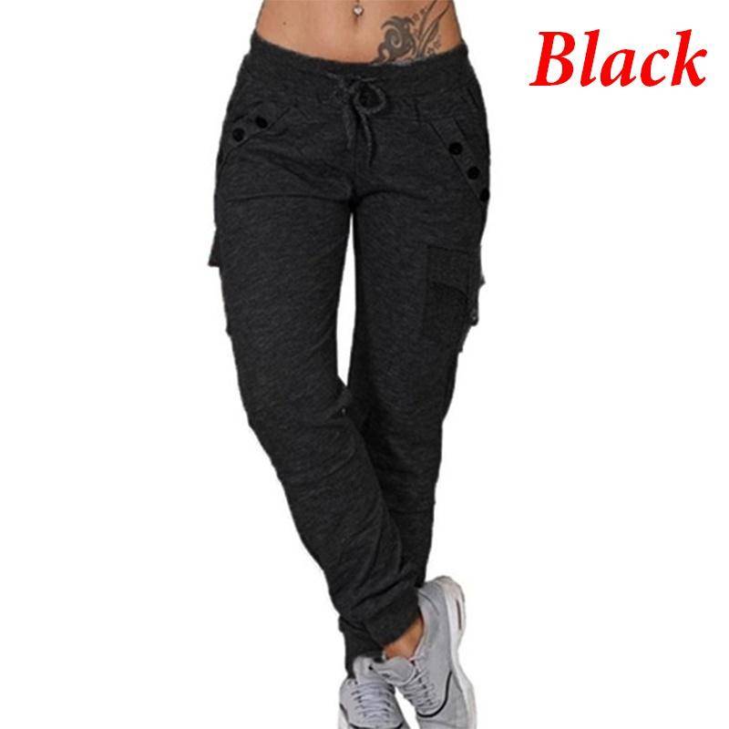 Neue hochwertige Damen-Mode-Freizeithose, lockere Hose mit hoher Taille, Stretch, schlanke Trainingshose 4XL schwarz von Joom DACH