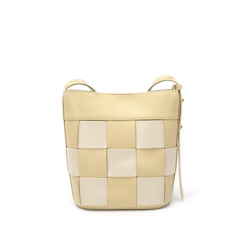 Neue karierte Kuhfell vielseitige Bucket Bag Damen große Kapazität Nische Schulter Messenger Bag apricot von Joom DACH