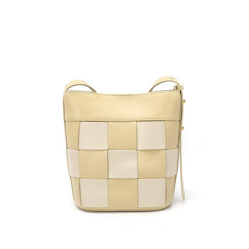 Neue karierte Kuhfell vielseitige Bucket Bag Damen große Kapazität Nische Schulter Messenger Bag apricot von Joom DACH