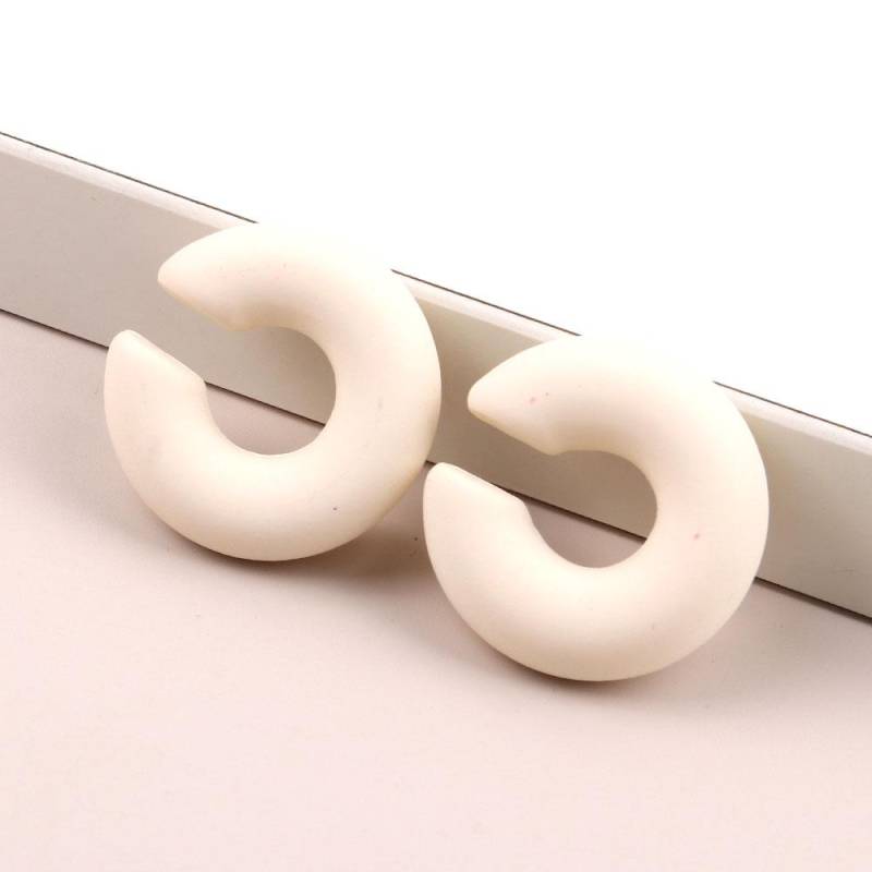 Neue koreanische Acryl-Kreis-Clip-On-Ohrringe für Frauen Frost bunt klobige runde Ohrmanschette Statement Tube dicke Ohrclips Schmuck von Joom DACH