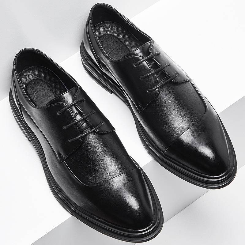 Neue koreanische Version der Herrenschuhe Trendy Anzug Business Spitz Lederschuhe Herren Einzelschuhe 42 schwarz von Joom DACH