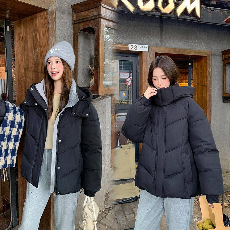 Neue kurze, verdickte High-End-Baumwolljacke für Damen, Daunenjacke, Winter, kleine Größe, explosionsgeschützter Stil XL schwarz von Joom DACH