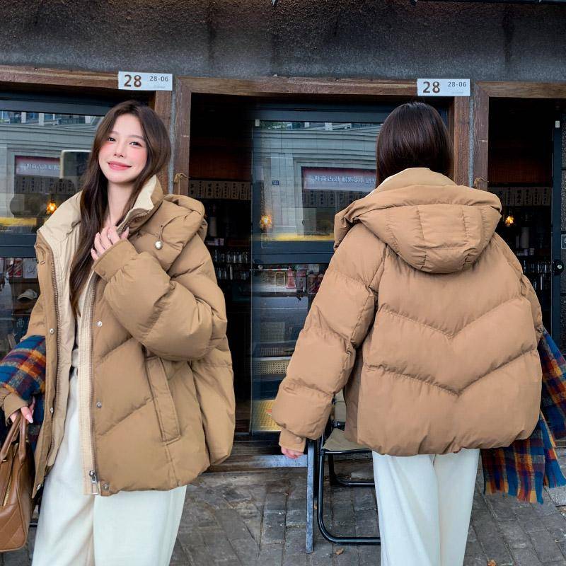 Neue kurze, verdickte High-End-Baumwolljacke für Damen, Daunenjacke, Winter, kleine Größe, explosionsgeschützter Stil XL khaki von Joom DACH