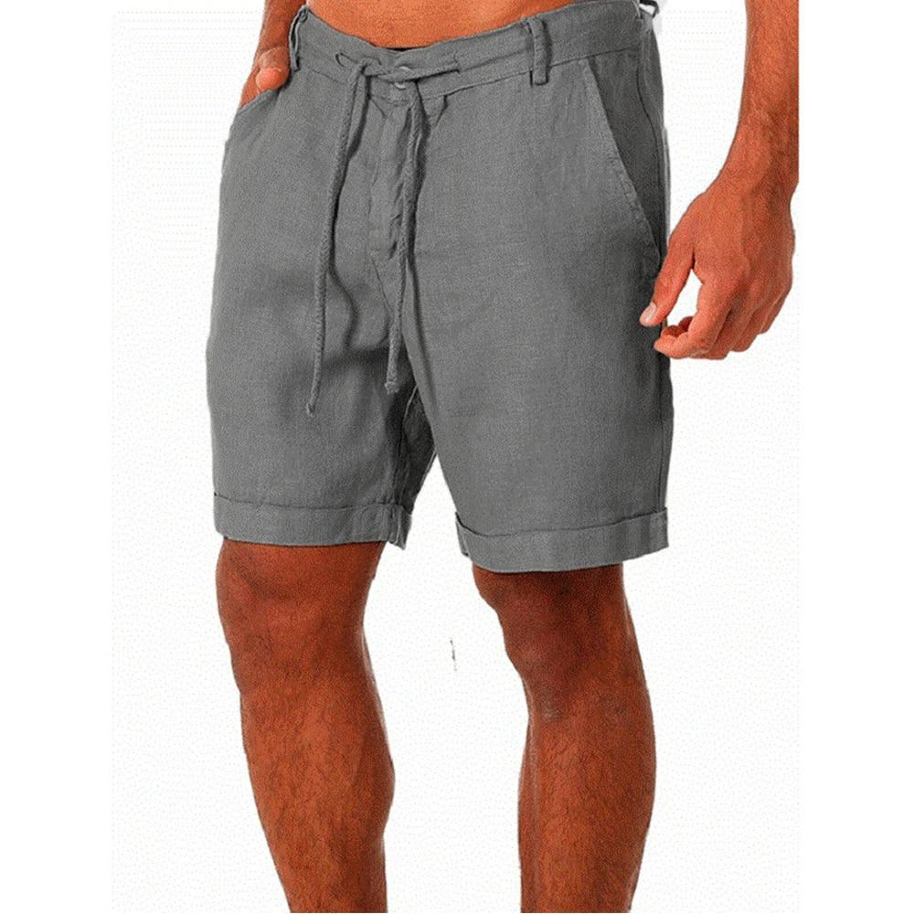 Neue männer Baumwolle Leinen shorts Hosen Männlichen Sommer Atmungs Einfarbig Leinen Hosen Fitness Streetwear S-3XL XXXL graue von Joom DACH