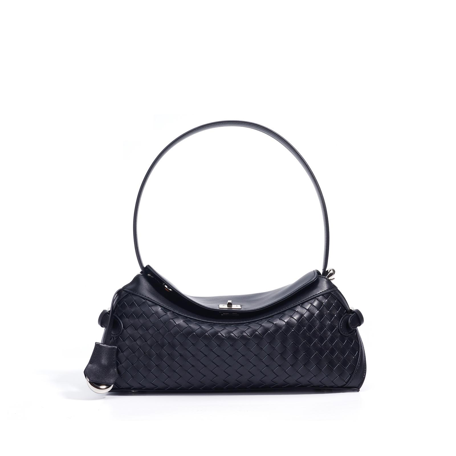 Neue minimalistische gewebte Tasche Textur Premium Pendler Umhängetasche Leicht und vielseitig Tägliche Messenger Bag Damen schwarz von Joom DACH