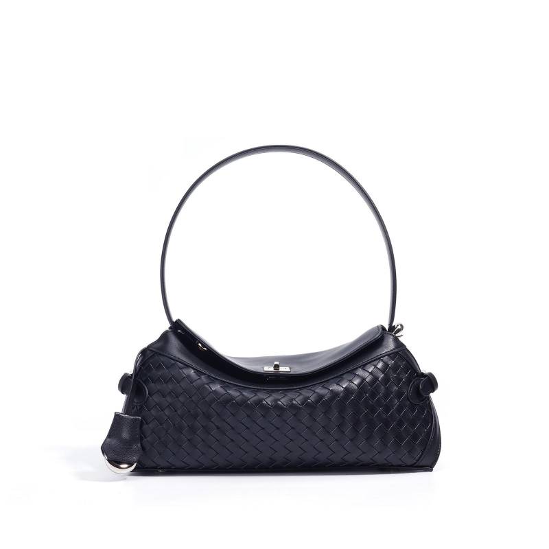 Neue minimalistische gewebte Tasche Textur Premium Pendler Umhängetasche Leicht und vielseitig Tägliche Messenger Bag Damen schwarz von Joom DACH