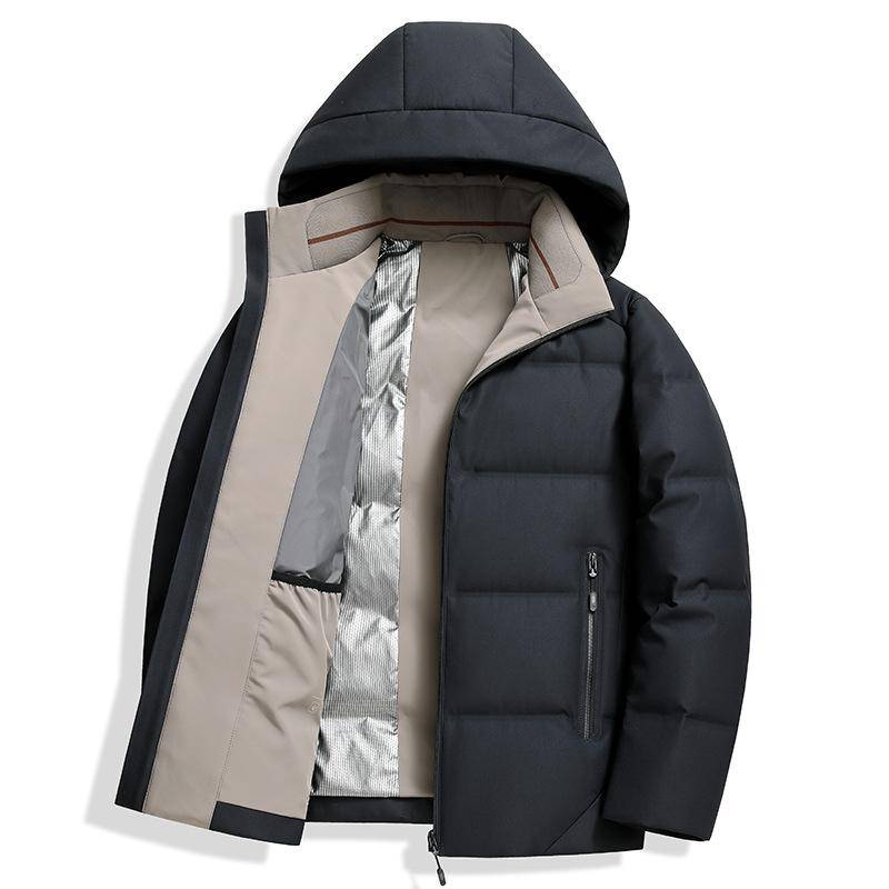 Neue mittellange und lange Daunenjacke mit abnehmbarer Kapuze für Herren im Winter 4XL von Joom DACH