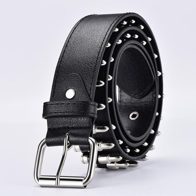 Neue mode damen leder punk gürtel hohl niet luxus marke gürtel persönlichkeit rock wild einstellbar junge trend belt2023New 110cm von Joom DACH