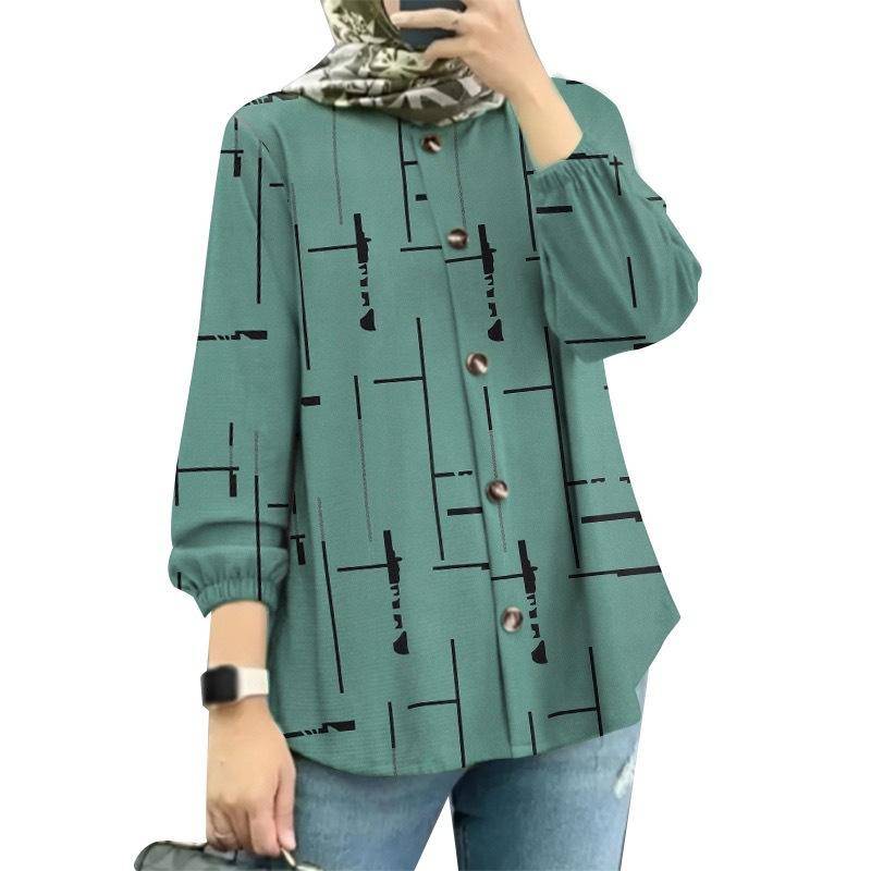 Neue modische Bluse mit Puffärmeln und Blumenmuster für Damen in Übergröße 2XL von Joom DACH