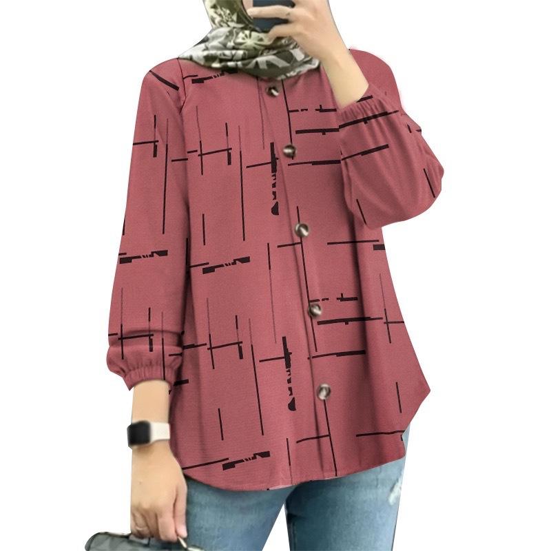 Neue modische Bluse mit Puffärmeln und Blumenmuster für Damen in Übergröße 5XL rosa von Joom DACH