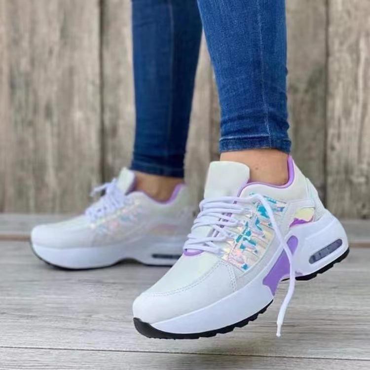 Neue modische Damen-Sneaker mit bequemem Kissen, ultraleicht, atmungsaktiv, für Fitnessstudio, rutschfest, zum Joggen, für sportliches Gehen, Übergröße 35–43 39 weiß von Joom DACH