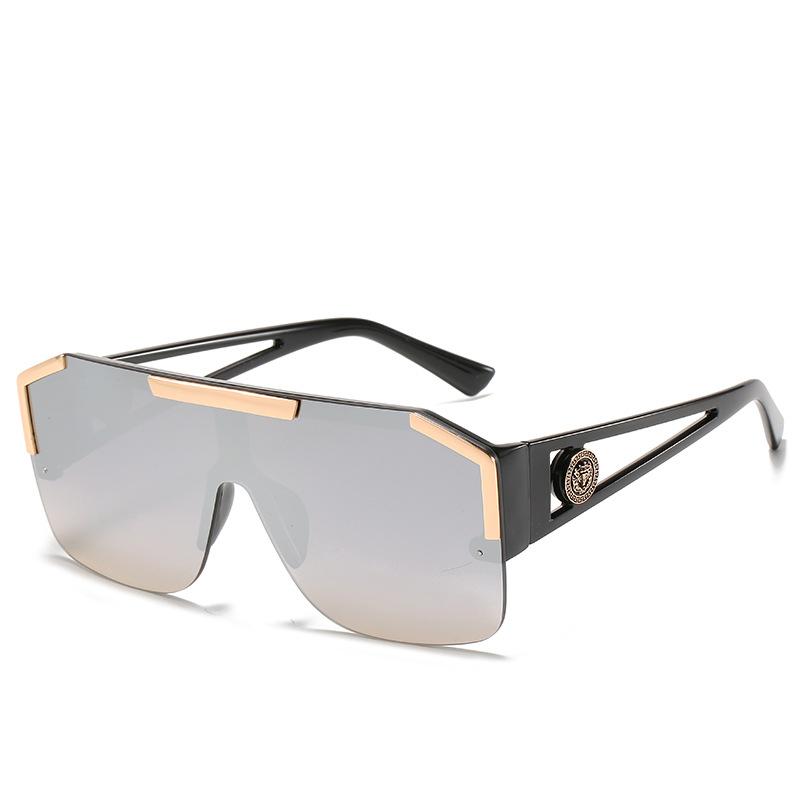 Neue modische Sonnenbrillen für Männer, einteiliges Metall, großer Rahmen, halbrandlos, für Frauen, futuristisches Gefühl, hochwertige, personalisierte, ausgehöhlte Sonnenbrillen von Joom DACH