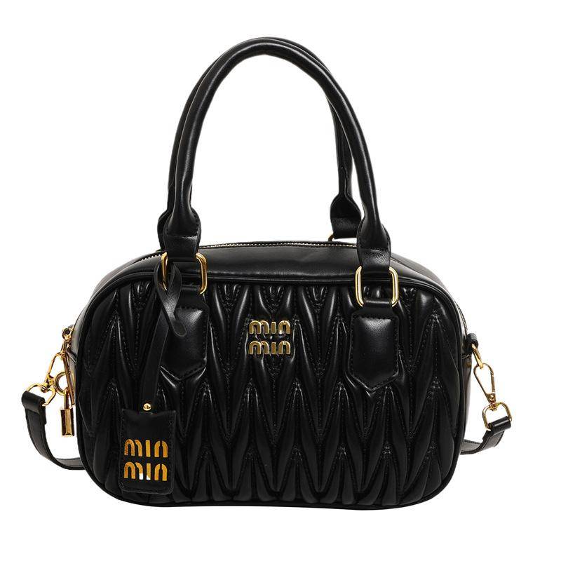 Neue plissierte Kissenhandtasche Damen vielseitige Handtasche High-End Bowlingtasche Schulter Umhängetasche schwarz von Joom DACH