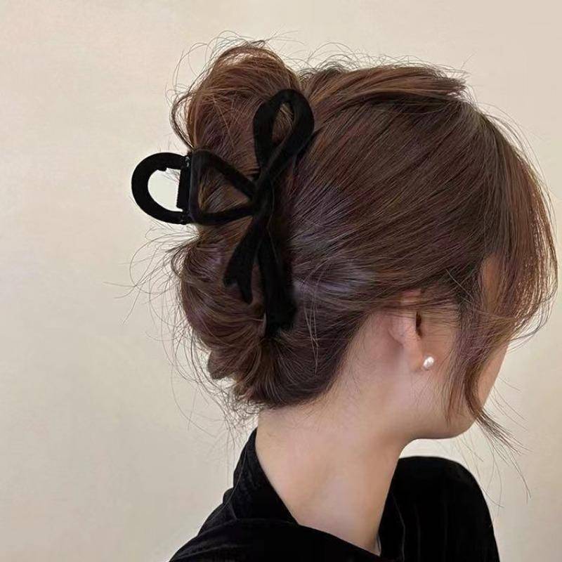 Neue rote Samtschleife Haarspangen Herbst Winter Frauen Haargreifer Clip Französische elegante Haarnadel Haarschmuck weibliche Kopfbedeckung Geschenk one size schwarz von Joom DACH