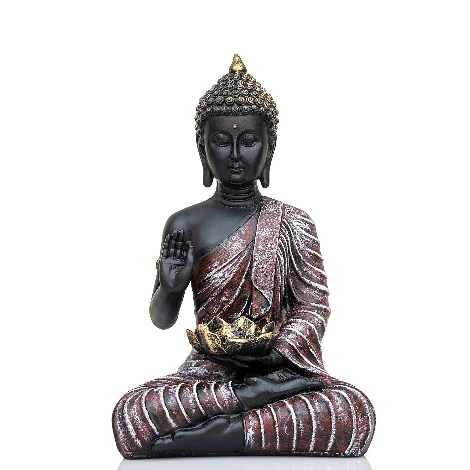 Neue sitzende Buddha-Statue, Prunkstück, Idol, Wohndekor-Artikel für Wohnzimmer und Geschenke (ROT Schwarz) von Joom DACH