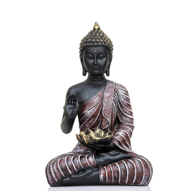 Neue sitzende Buddha-Statue, Prunkstück, Idol, Wohndekor-Artikel für Wohnzimmer und Geschenke (ROT Schwarz) von Joom DACH